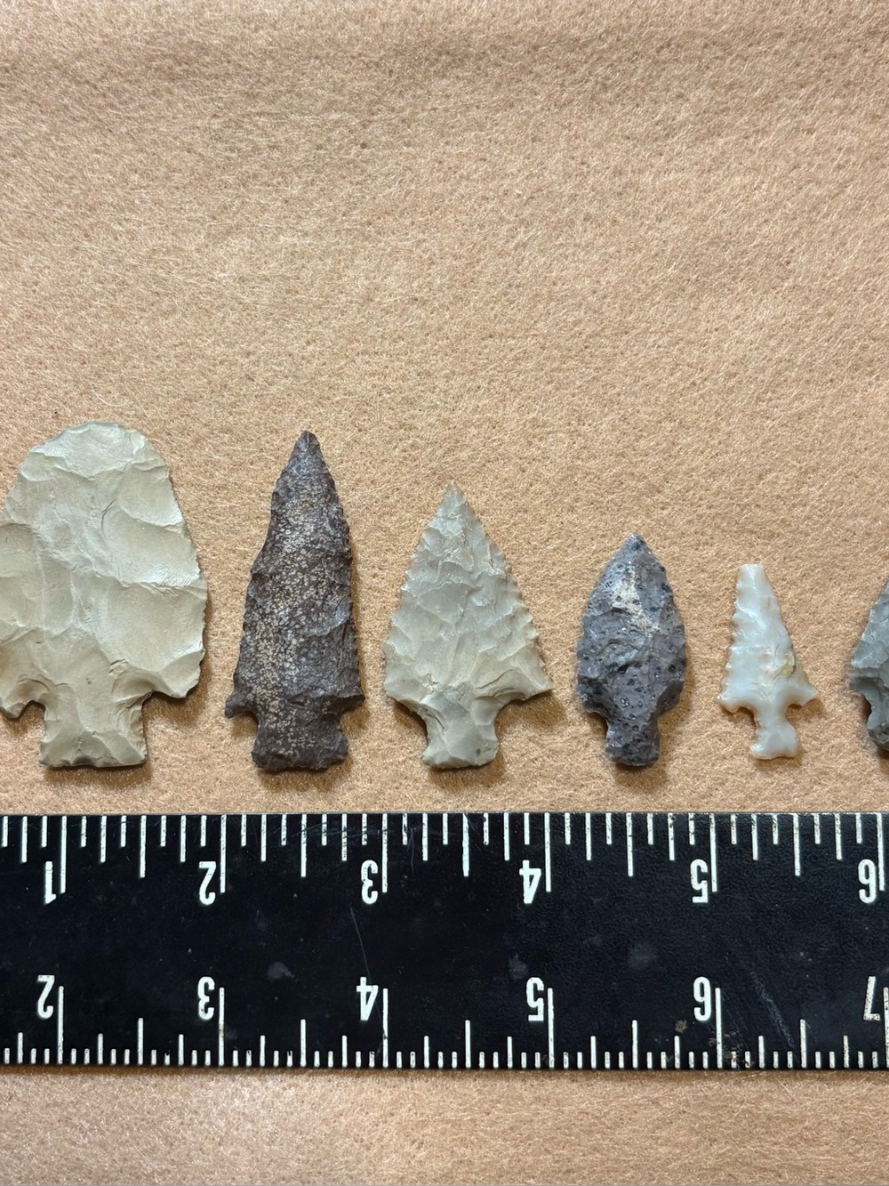 6 Broken arrowheads from Nocona Texas.